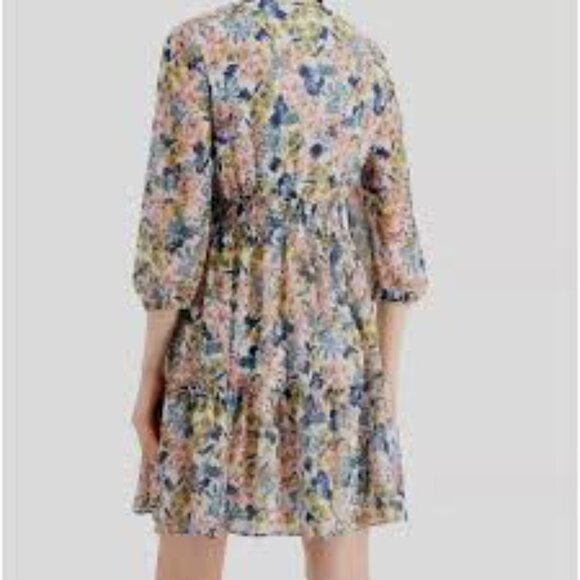NWT💗💗 Taylor Floral Print Chiffon Dress Smocked Waist A-Line Tiered - Picture 5 of 8